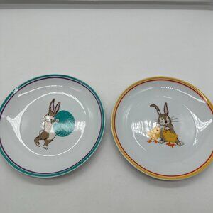 2 Like New EUC World Market Salad Luncheon Dessert Plate Plates Easter Rabbit